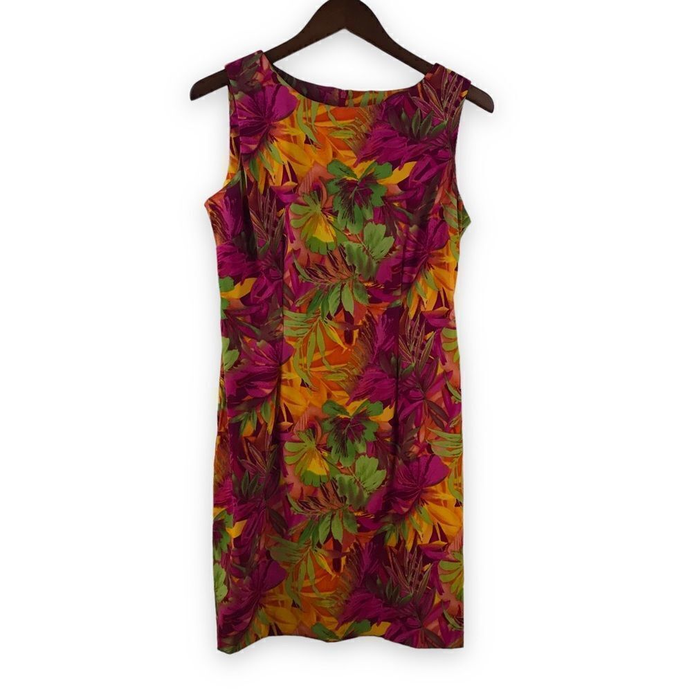John Roberts bright print‎ sleeveless sheath dress size 10